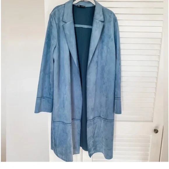 Zara Light Blue Trench Coat - Picture 1 of 3